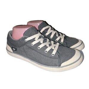 TEVA FREEWHEEL Sz 10 Gray Canvas Lace Up Casual Comfort Logo Low Sneakers Shoes